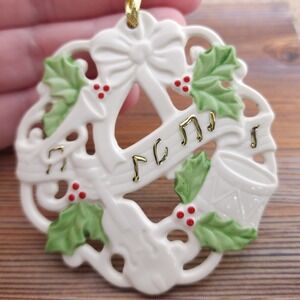 Lenox Christmas Tree Ornament Porcelain Wreath Musical Note For My Music Teacher